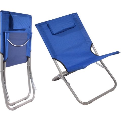 LEŻAK PLAŻOWY SKŁADANY Z ZAGŁÓWKIEM 47X61X58CM GRANATOWY Enero Camp