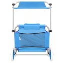 LEŻAK SKŁADANY PLAŻOWY Z DASZKIEM NA KÓŁKACH 116x62x60-90CM NIEBIESKI Enero Camp