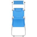 LEŻAK SKŁADANY PLAŻOWY Z DASZKIEM NA KÓŁKACH 116x62x60-90CM NIEBIESKI Enero Camp