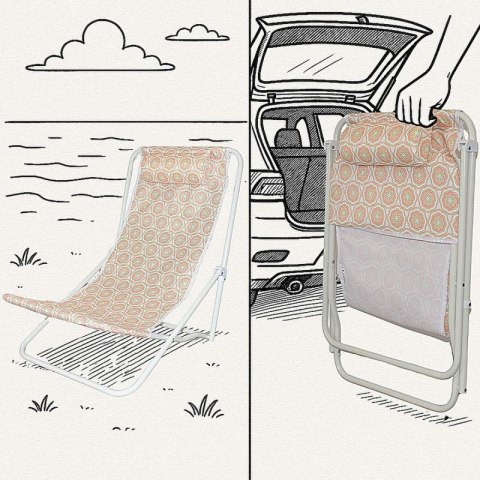 LEŻAK SKŁADANY PLAŻOWY Z ZAGŁÓWKIEM POMARAŃCZOWY Probeach