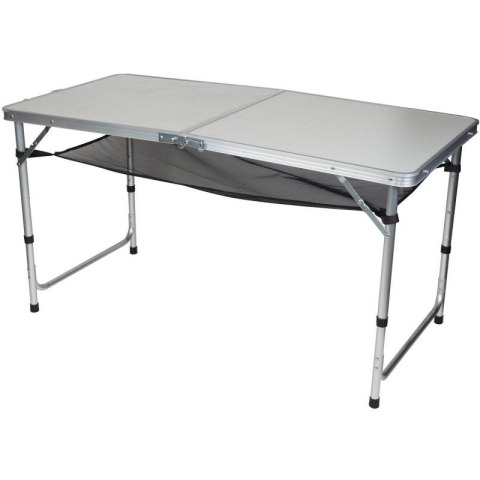 STOLIK TURYSTYCZNY SKŁADANY KEMPINGOWY 120x60x70/62/55CM 4 KRZESŁA I PÓŁKA Enero Camp