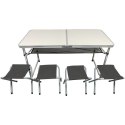STOLIK TURYSTYCZNY SKŁADANY KEMPINGOWY 120x60x70/62/55CM 4 KRZESŁA I PÓŁKA Enero Camp