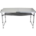 STOLIK TURYSTYCZNY SKŁADANY KEMPINGOWY 120x60x70/62/55CM 4 KRZESŁA I PÓŁKA Enero Camp