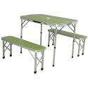 STOLIK TURYSTYCZNY SKŁADANY KEMPINGOWY 90x60x70CM I 2 ŁAWKI 87x23x39CM ZIELONY Enero Camp