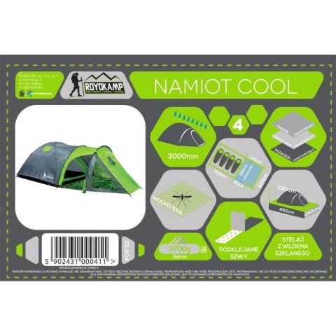 NAMIOT 4 OSOBOWY COOL CZARNO-ZIELONY ENERO CAMP Enero
