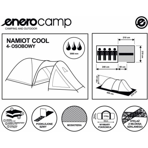 NAMIOT 4 OSOBOWY COOL CZARNO-ZIELONY ENERO CAMP Enero