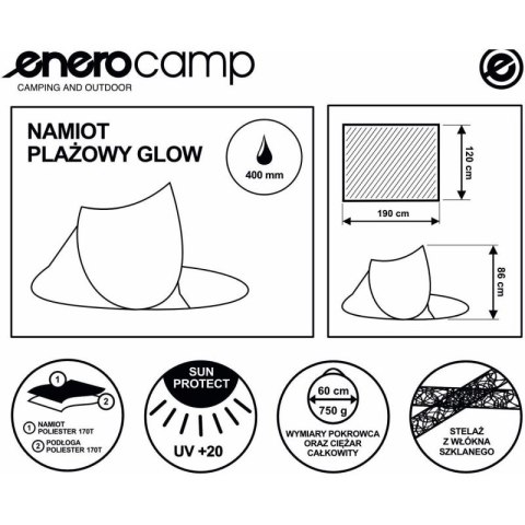 NAMIOT PARAWAN PLAŻOWY SAMOROZKŁADAJĄCY 190X120X90/70CM NIEBIESKI POP-UP Enero Camp