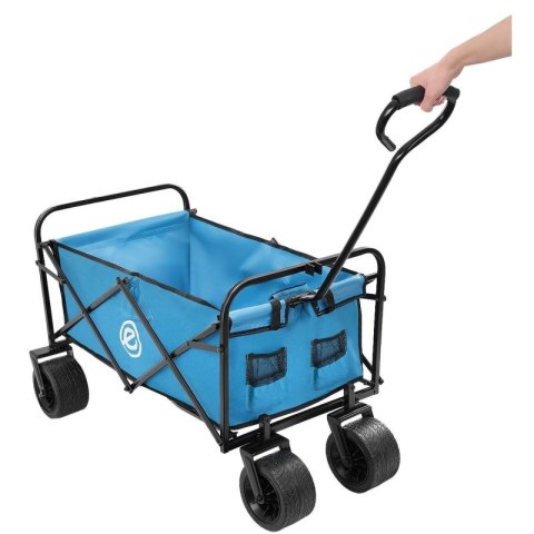 WÓZEK TURYSTYCZNO PLAŻOWY DELUXE SKŁADANY 66x48x90CM Z UCHWYTEM NIEBIESKI Deluxe