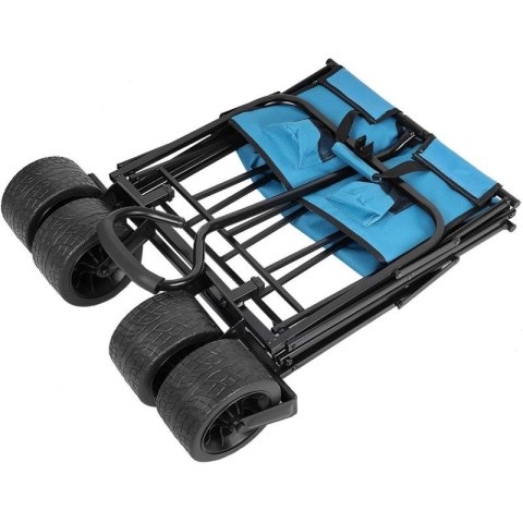 WÓZEK TURYSTYCZNO PLAŻOWY DELUXE SKŁADANY 66x48x90CM Z UCHWYTEM NIEBIESKI Deluxe