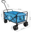 WÓZEK TURYSTYCZNO PLAŻOWY DELUXE SKŁADANY 66x48x90CM Z UCHWYTEM NIEBIESKI Deluxe