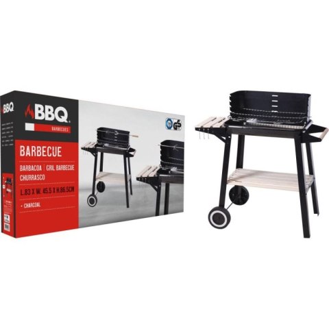 GRILL OGRODOWY WÓZEK 83x45,5x86,5CM CZARNY BBQ LINE