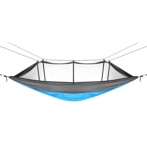 HAMAK TURYSTYCZNY 2 OSOBOWY 270X140CM Z MOSKITIERĄ NIEBIESKI Enero Camp