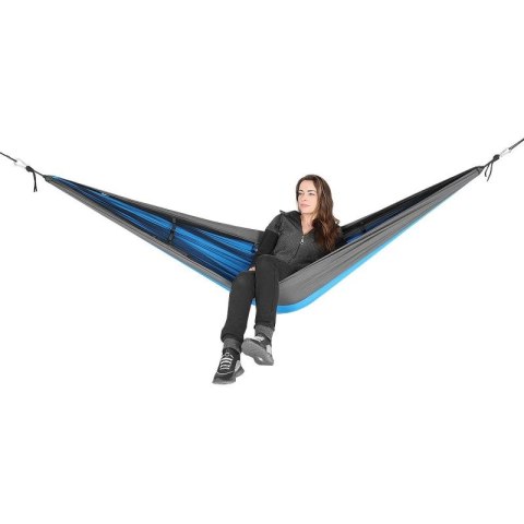 HAMAK TURYSTYCZNY 2 OSOBOWY 270X140CM Z MOSKITIERĄ NIEBIESKI Enero Camp