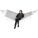HAMAK OGRODOWY 2 OSOBOWY 200X150CM Z DRĄŻKIEM I Z FRĘDZLAMI MIAMI SZARY Enero Camp