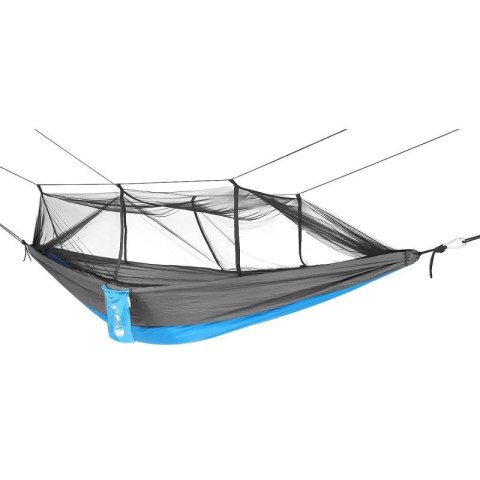 HAMAK TURYSTYCZNY 2 OSOBOWY 270X140CM Z MOSKITIERĄ NIEBIESKI Enero Camp