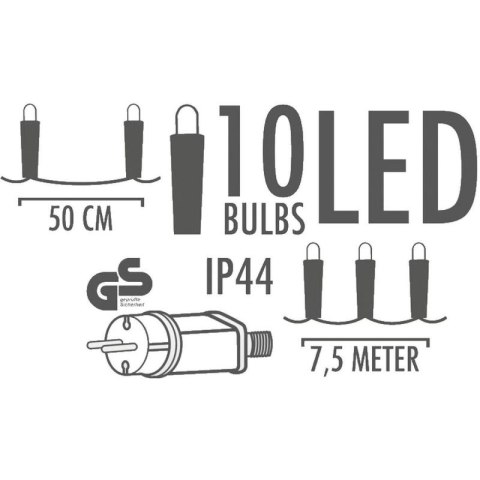 GIRLANDA OGRODOWA PARTY LIGHT 10LED 7,5M PROGARDEN