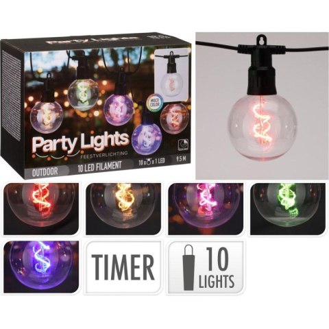 GIRLANDA OGRODOWA PARTY LIGHT 10LED G80 MULTIKOLOR PROGARDEN