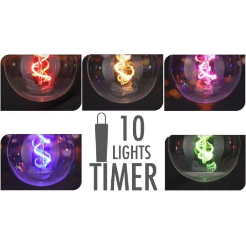 GIRLANDA OGRODOWA PARTY LIGHT 10LED G80 MULTIKOLOR PROGARDEN