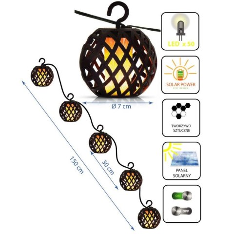 LAMPA SOLARNA KULE OGNIOWE 7CM 5SZT SASKA GARDEN