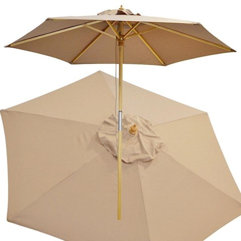 PARASOL OGRODOWY DREWNIANY 250CM SKŁADANY PIASKOWY PROGARDEN