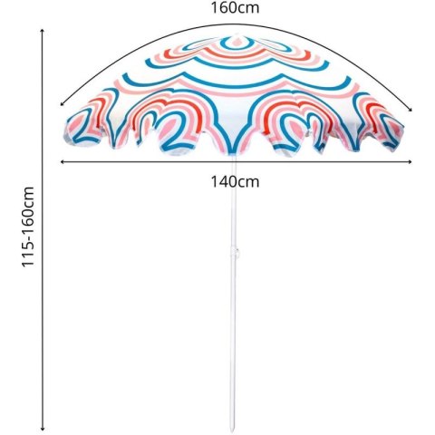 PARASOL PLAŻOWO OGRODOWY 160CM PASEK NIEBIESKO RÓŻOWY PROGARDEN