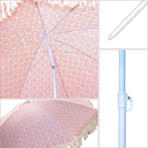 PARASOL PLAŻOWO OGRODOWY Z FRĘDZLAMI 174CM CZERWONY PROGARDEN