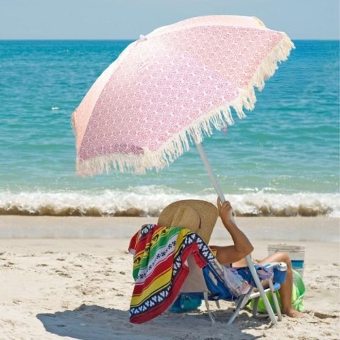 PARASOL PLAŻOWO OGRODOWY Z FRĘDZLAMI 174CM CZERWONY PROGARDEN