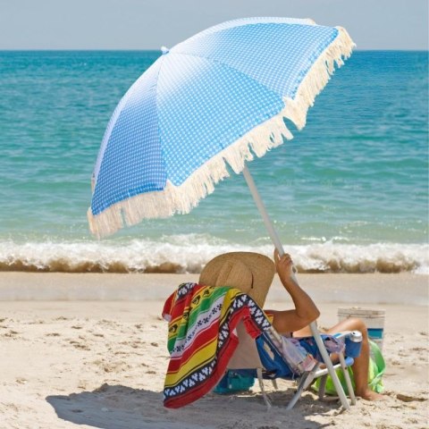 PARASOL PLAŻOWO OGRODOWY Z FRĘDZLAMI 174CM NIEBIESKI PROGARDEN