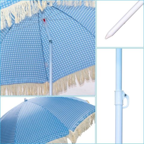 PARASOL PLAŻOWO OGRODOWY Z FRĘDZLAMI 174CM NIEBIESKI PROGARDEN