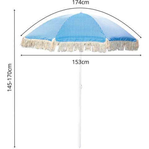 PARASOL PLAŻOWO OGRODOWY Z FRĘDZLAMI 174CM NIEBIESKI PROGARDEN