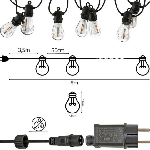 PARTY LIGHT GIRLANDA ZEWNĘTRZNA 10 ŻARÓWEK 10LED 8M 230V SASKA GARDEN