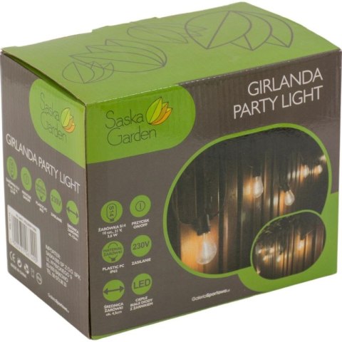 PARTY LIGHT GIRLANDA ZEWNĘTRZNA 10 ŻARÓWEK 10LED 8M 230V SASKA GARDEN