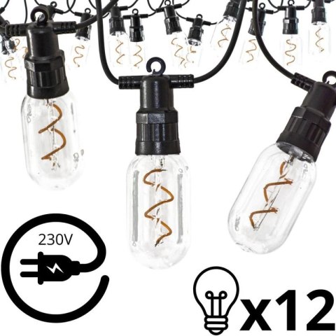 PARTY LIGHT GIRLANDA ZEWNĘTRZNA 12 ŻARÓWEK 12LED SPIRALNYCH 6,3M 230V SASKA GARDEN