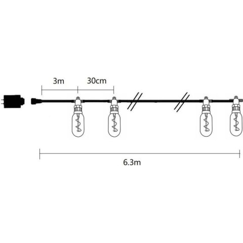 PARTY LIGHT GIRLANDA ZEWNĘTRZNA 12 ŻARÓWEK 12LED SPIRALNYCH 6,3M 230V SASKA GARDEN