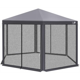 PAWILON OGRODOWY SZEŚCIOKĄTNY 2x2x2x2.5M Z MOSKITIERĄ SZARY SASKA GARDEN