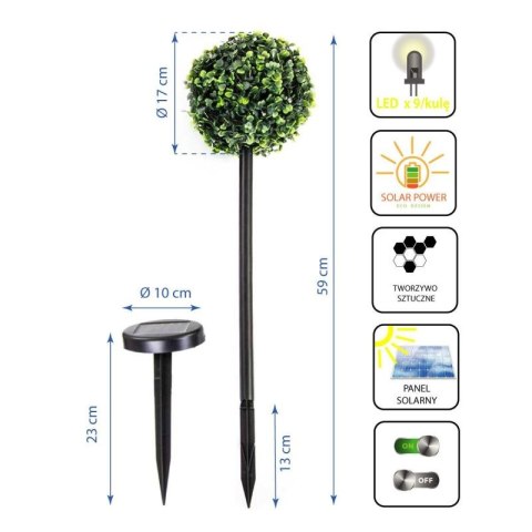 ZESTAW LAMP SOLARNYCH 3 KUL BUKSZPANOWYCH 27 LED SASKA GARDEN