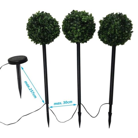 ZESTAW LAMP SOLARNYCH 3 KUL BUKSZPANOWYCH 27 LED SASKA GARDEN