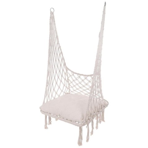 HAMAK AŻUROWY FOTEL WISZĄCY BOCIANIE GNIAZDO 60x60x150CM Z PODUSZKĄ ECRU SASKA GARDEN