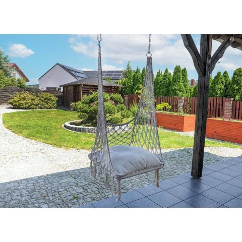 HAMAK AŻUROWY FOTEL WISZĄCY BOCIANIE GNIAZDO 60x60x150CM Z PODUSZKĄ ECRU SASKA GARDEN