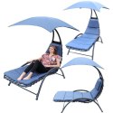 LEŻAK FOTEL Z PARASOLEM BERGAMO 200x125x180CM GRANAT SASKA GARDEN