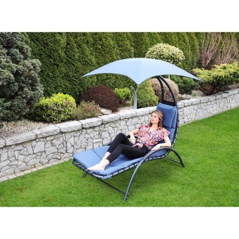 LEŻAK FOTEL Z PARASOLEM BERGAMO 200x125x180CM GRANAT SASKA GARDEN