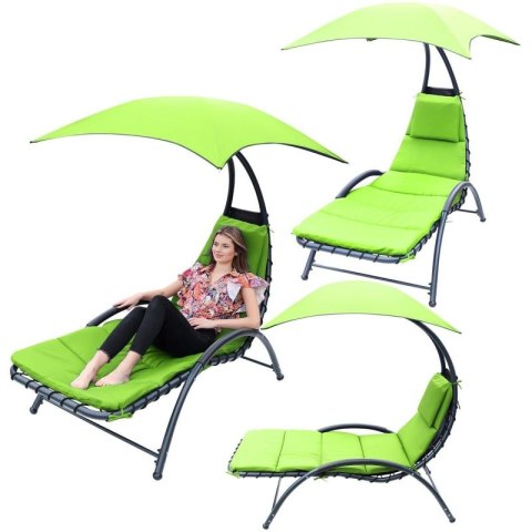 LEŻAK FOTEL Z PARASOLEM BERGAMO 200x125x180CM LIMONKA SASKA GARDEN