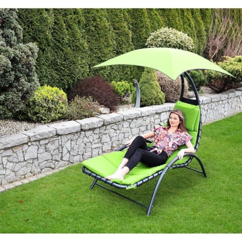 LEŻAK FOTEL Z PARASOLEM BERGAMO 200x125x180CM LIMONKA SASKA GARDEN