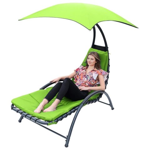 LEŻAK FOTEL Z PARASOLEM BERGAMO 200x125x180CM LIMONKA SASKA GARDEN