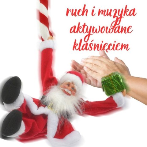 MIKOŁAJ ŚWIĄTECZNY GRAJĄCY RUSZAJĄCY SIĘ WISZĄCY Z LIZAKIEM CANDY 82CM MICA MICA