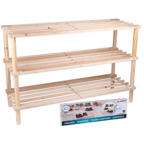 PÓŁKI REGAŁ NA BUTY 3 POZIOMY DREWNIANY ALPINA Alpina