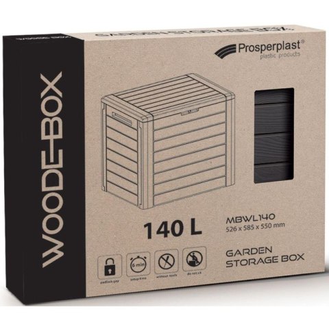 SKRZYNIA OGRODOWA 140L BRĄZ WOODEBOX Prosperplast