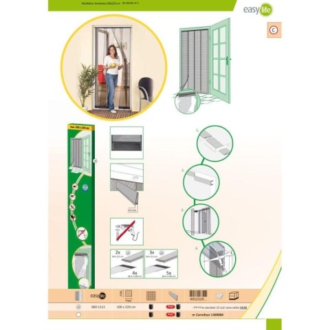 MOSKITIERA DRZWIOWA LAMELOWA 100X220 POLIESTER+TAŚMA RZEP Easy life Mako
