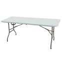 STÓŁ CATERINGOWY SKŁADANY W WALIZKĘ 180x70CM MAX.100KG BIAŁY SASKA GARDEN
