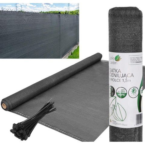 SIATKA CIENIUJĄCA 140G/M2 1.5X50M CIEMNO SZARA SASKA GARDEN